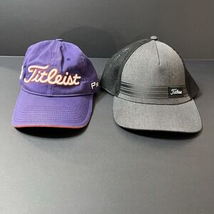 Titleist Hat Lot Of 2 Pro V1 Strap Back Hat / Mesh Trucker SnapBack Ultra Hat